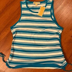 Michael Kors Teal and White Striped Tank Top